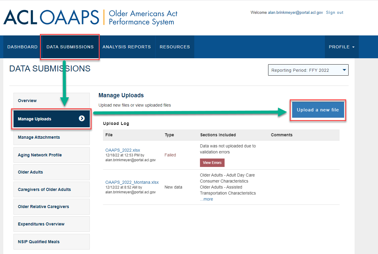 Upload tool in OAAPS